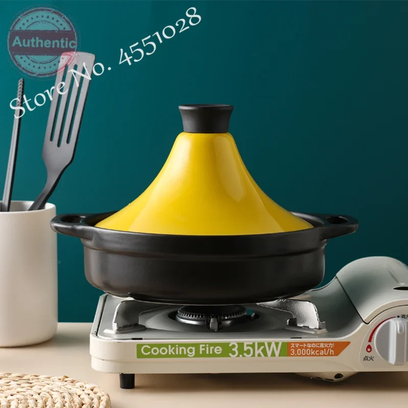 Moroccan Ceramics Frying Pan with Enamel Lid, Stew Pots, Rice Casserole, Gas Stove, Induction Cooker, Home, 2L
