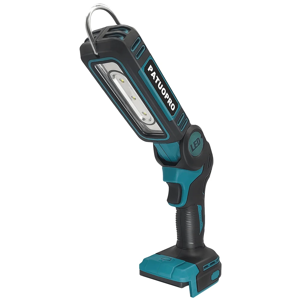 

PATUOPRO 21V Rechargeable Cordless Work Light Foldable Flashlight Portable Lantern Spotlight For Makita 18V Battery (No Battery)