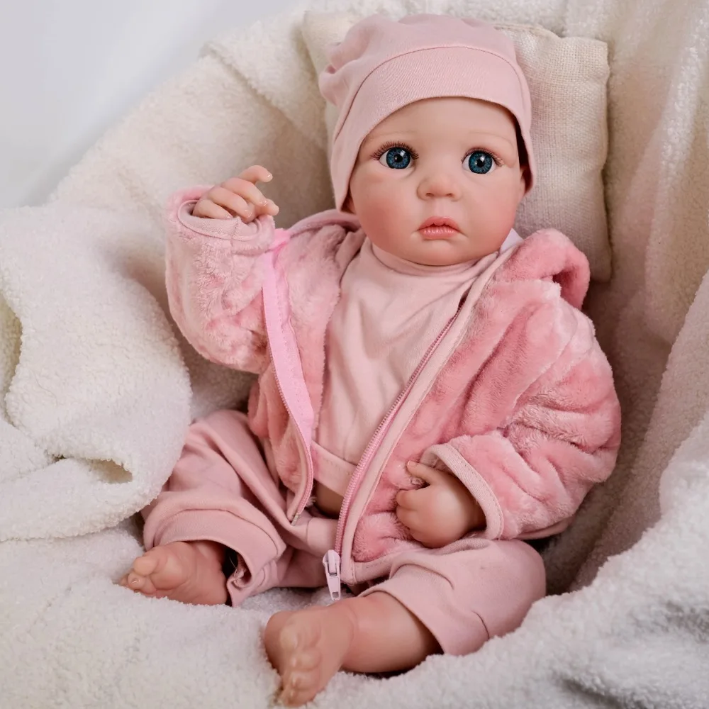 19inch Silicone Baby Doll Reborn Daphnne Soft Vinyl Multilayer Painting 3D Skin with Visible Veins Waterproof Bath Toy for Girls