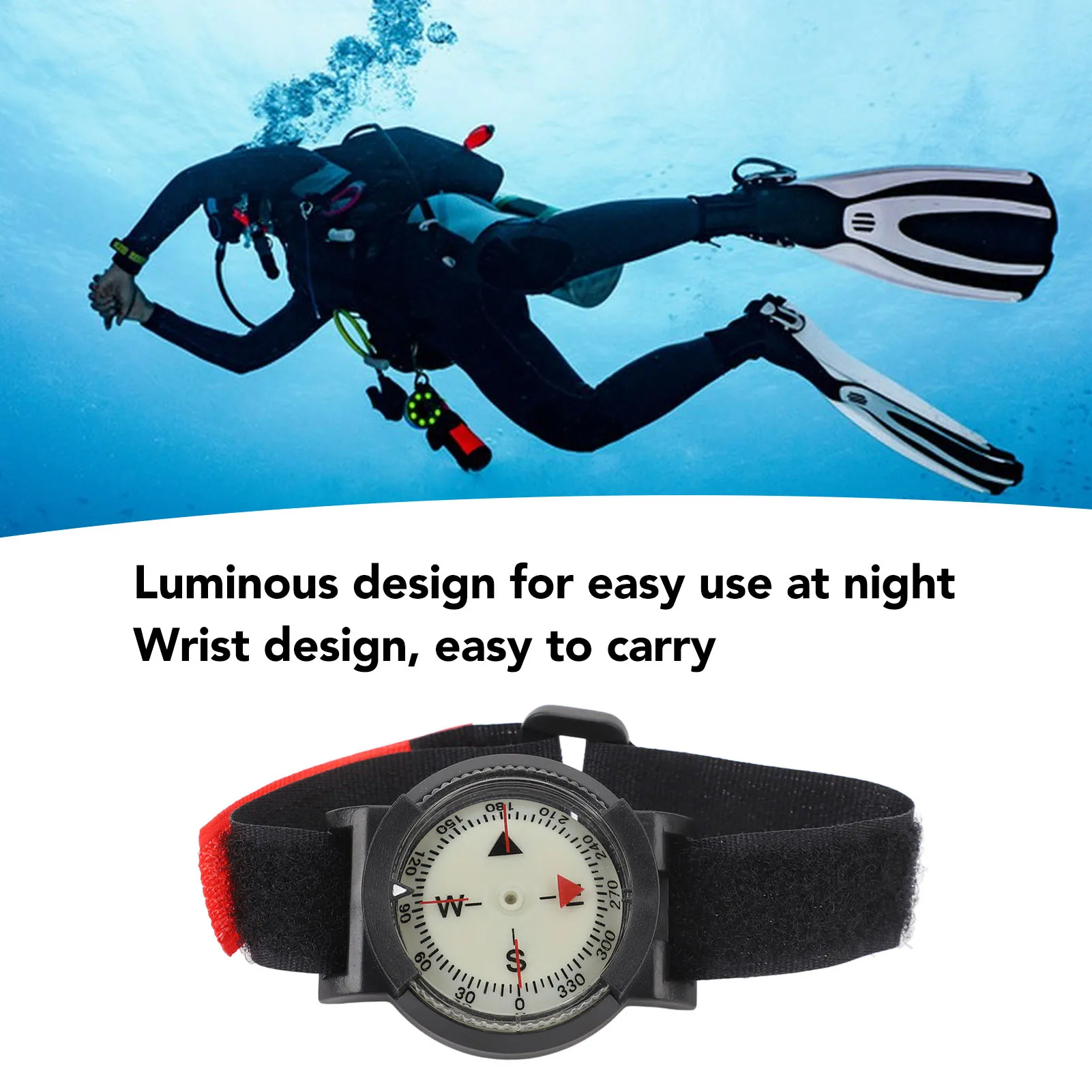 Diving Wrist Compass High Accuracy Easy To Read Portable Glow In The Dark Compass Watch For Outdoor