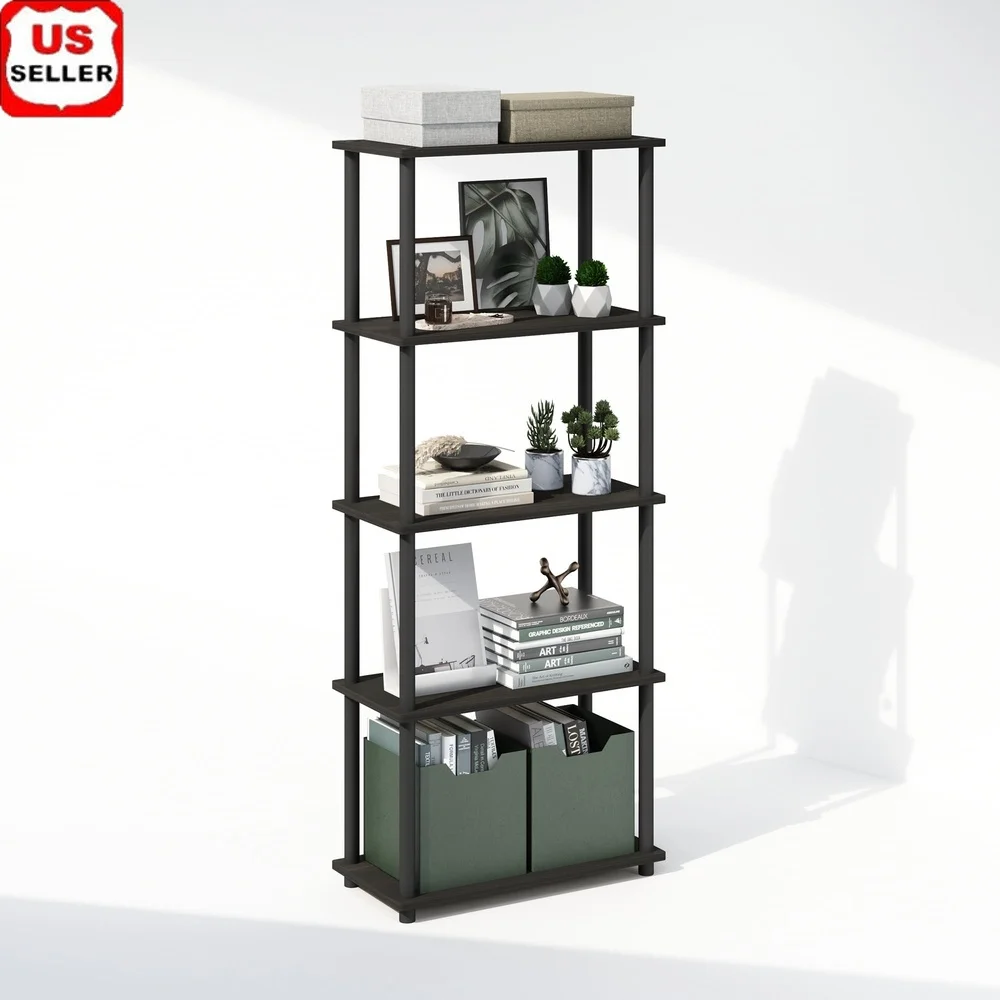 

5-Tier Multipurpose Display Rack Compact Shelf Unit Books Decorative Items Easy Assembly Durable Wood Indoor Use