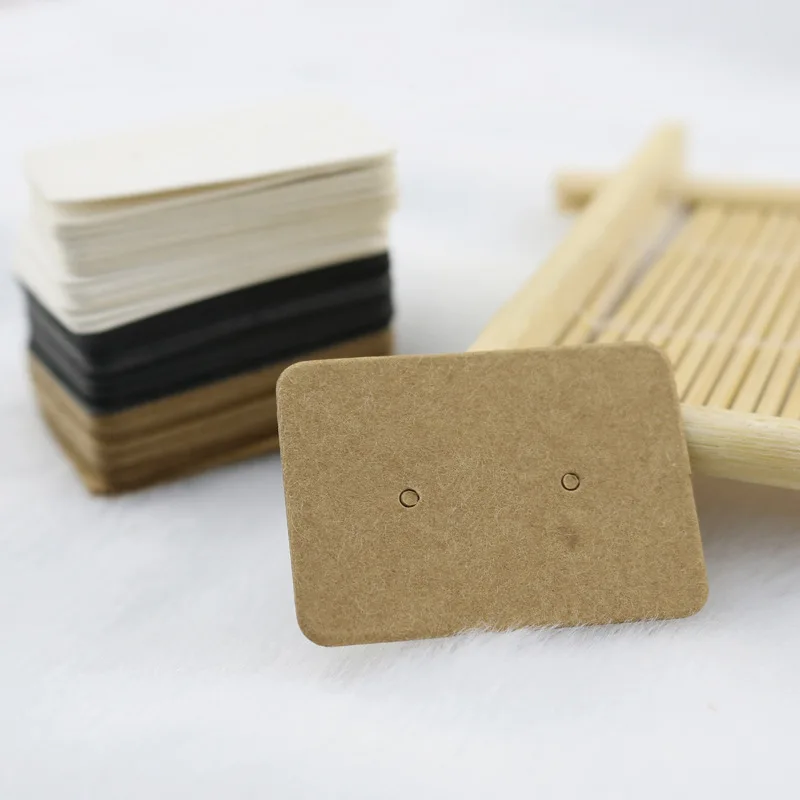 100 Uds 50 Uds tarjetas para pendientes embalaje 2,5x3,5 cm pendientes tarjeta de exhibición cartón papel Kraft en blanco etiqueta de precio para joyería DIY