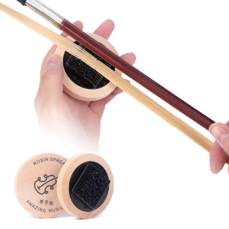 Violin Bows Comb Rosin Spreader Round Cleaning Tool Violin Bows Hair Comb Wood Bows Brush String Instruments Accessories