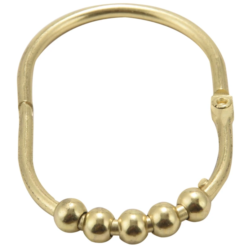 

ABSF, 12 шт., набор широких колец для занавесок для душа, декоративная хромированная отделка, легко скользящие ролики, кольца для душевых стержней, золото