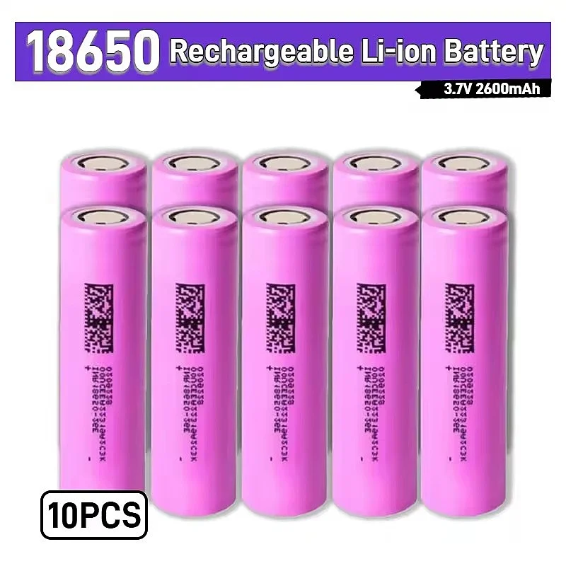 

High Power 18650 Battery 3.7V 2600mAh 5C High Drain Li-ion Rechargeable Cell for Electric Sweeper, Garden Tools, DIY
