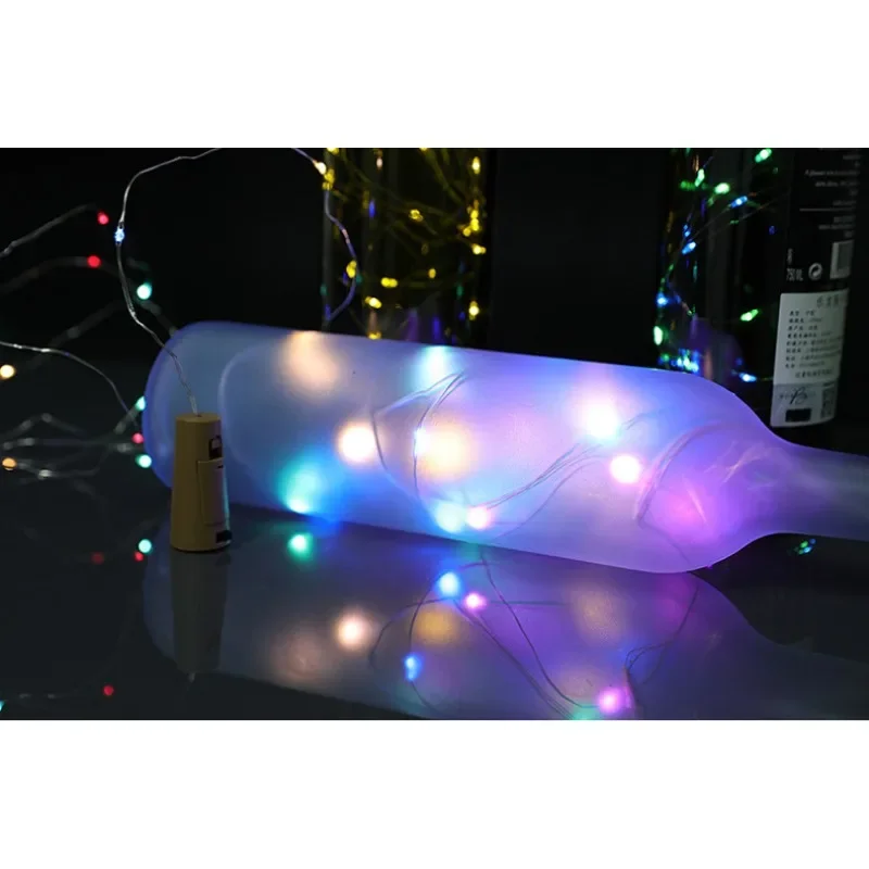 Wijnfles Lampjes Met Kurk Led String Batterij Sprookjesachtige Lichten Slinger Voor Kerstfeest Bruiloft Decoratie Fles Lampjes