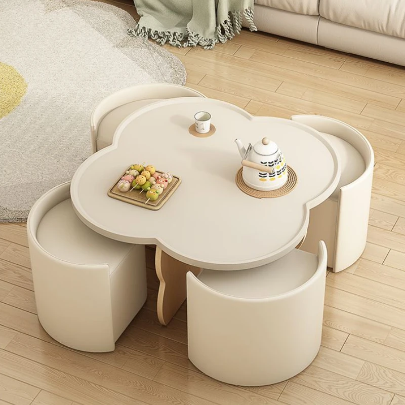 Cream Coffee Living Room Modern Simple Curved Bedroom Shaped Coffee Table Home Sedentary Bedside Table Tavolo Salotto Center