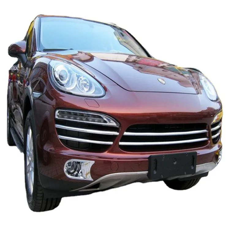 8pcs Chrome Car Front Grill Net Decorated Sticker Cover Fog Light Bar Moulding Trim for Porsche Cayenne 2011 2012 2013 2014