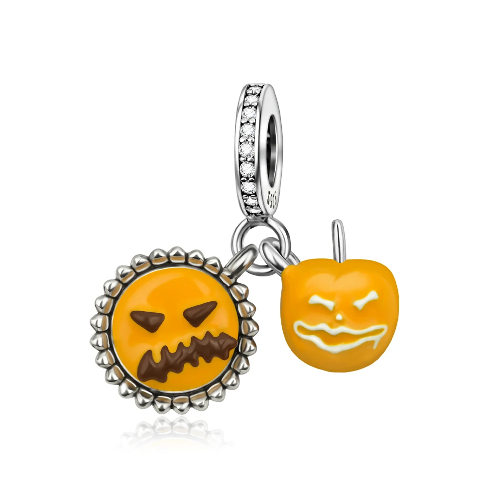 

Danturn 925 Sterling Silver Original Beads Halloween Pumpkin Dangle Charm fit Snake Chain Bracelet Fashion Women Jewelry Making