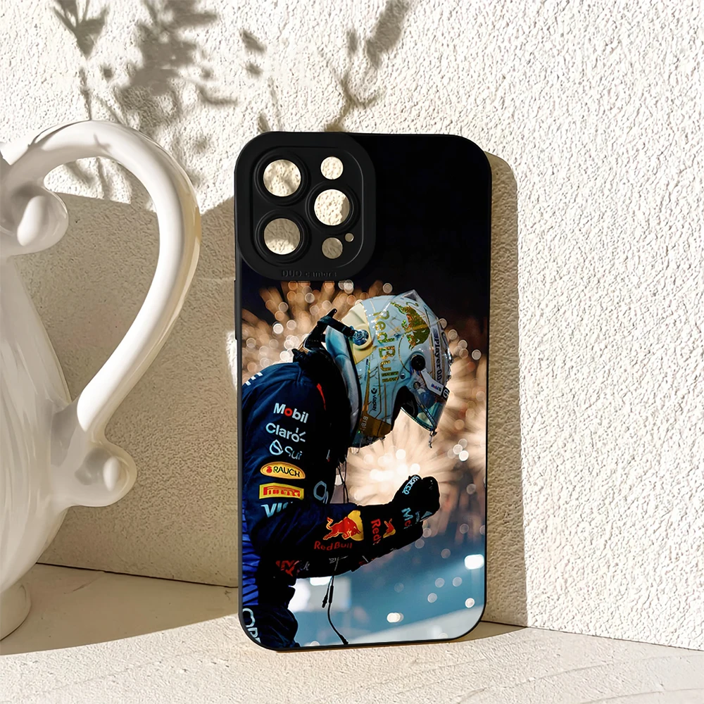 Car For iPhone 16 15 14 13 12 11 Pro MAX 33 V-Verstappen Plus F-F1 Max Race BLACK Velvet Lens Protective Soft Phone Case