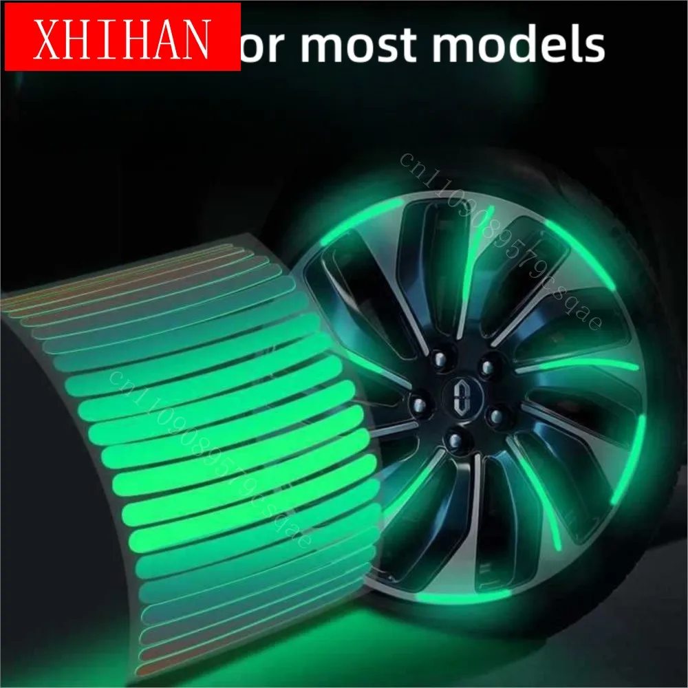 20pcs Car Wheel Hub Reflective Sticker Tire Rim Reflective Strips Luminous for Night Driving Car Bike Motorcycle Wheel Stickers