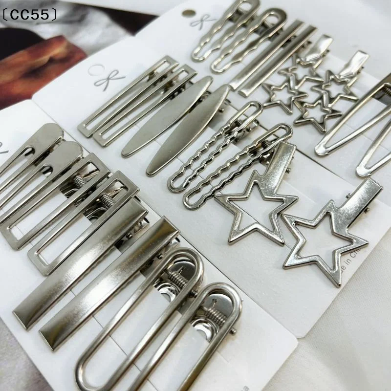 24Pcs Set Y2K Silver Metal Hair Clips Star Hair Accessories For Women Girls Multiple Styles Seamless Duckbill Hairpins〔CC55〕