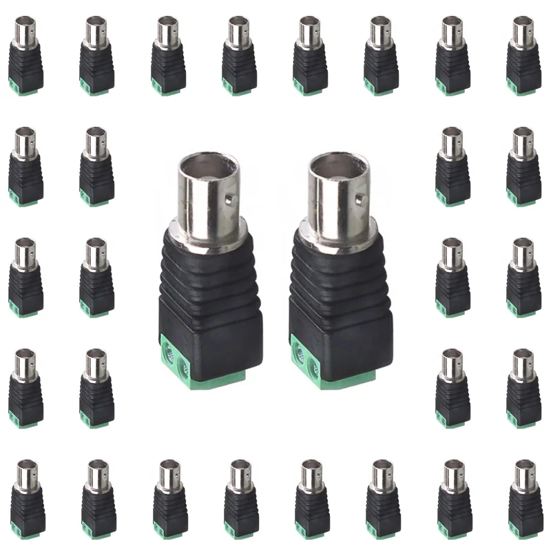 5/20/100PCS Mini Female Coax BNC Connector UTP Video Balun Connector BNC Plug DC Adapter For CCTV Surveillance Camera