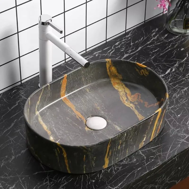 Hot-selling over-counter wash basin Cleansing basin Ceramic handmade marble ceramic wash basin