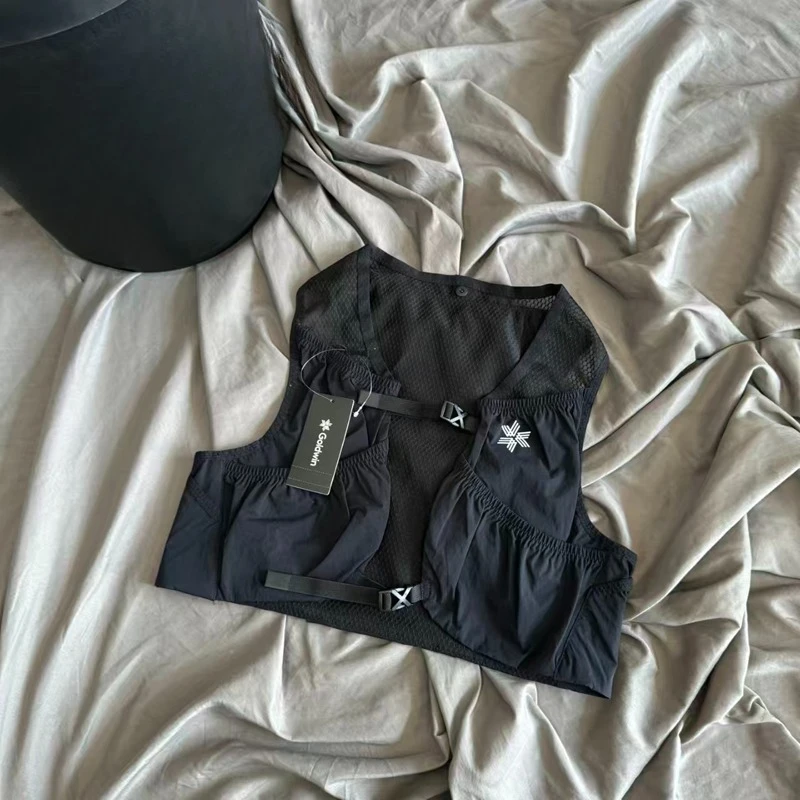 Chaleco Deportivo Delgado Goldwin para Correr, Estilo Japonés, para Hombre y Mujer, Clásico, Ajustable en el Pecho, para Trail Running, Azul Marino