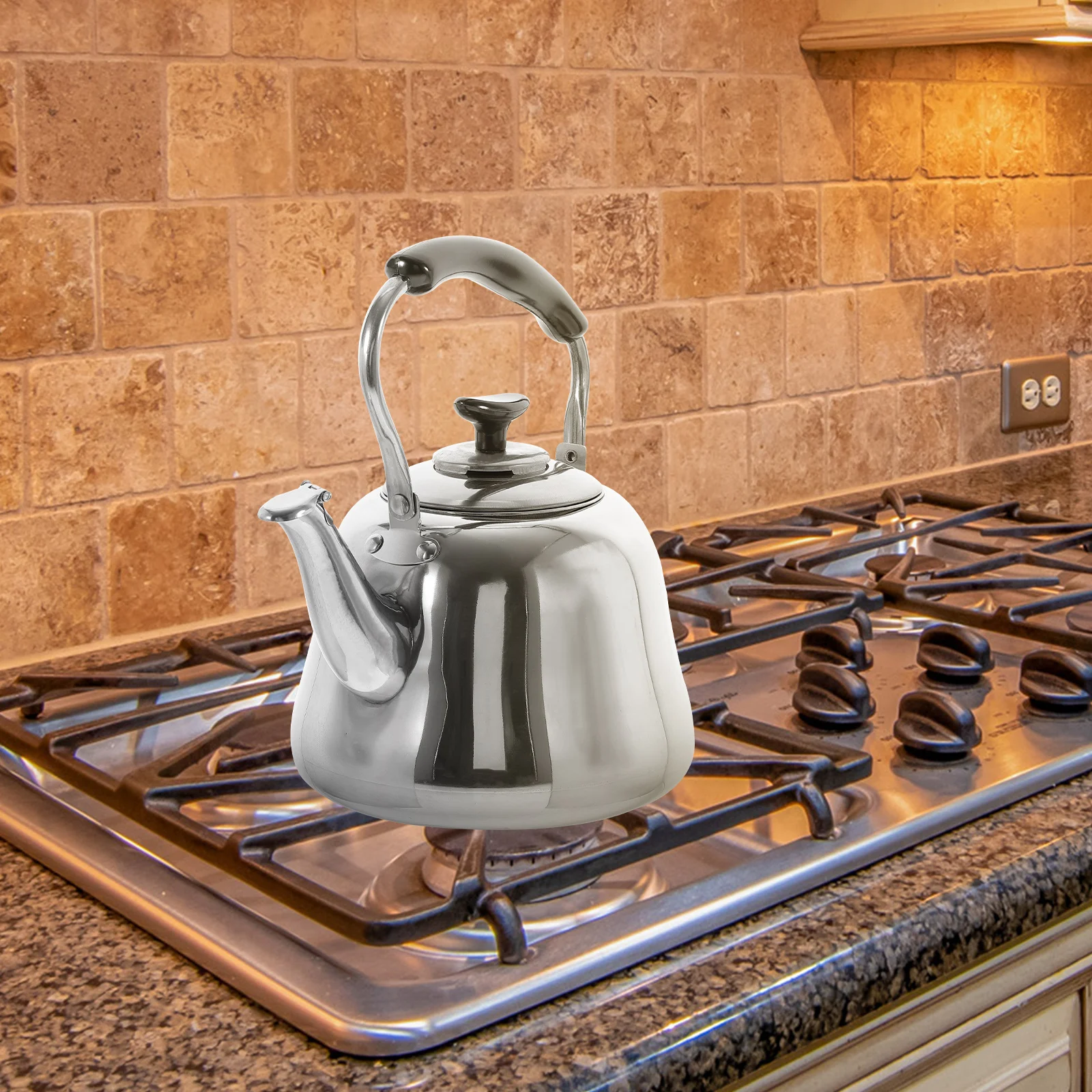 

Stainless Steel Whistling Kettle Large Caliber Spout Automatic Whistle Water Boiling Stovetop Tea Kettle Kitchen Boiler