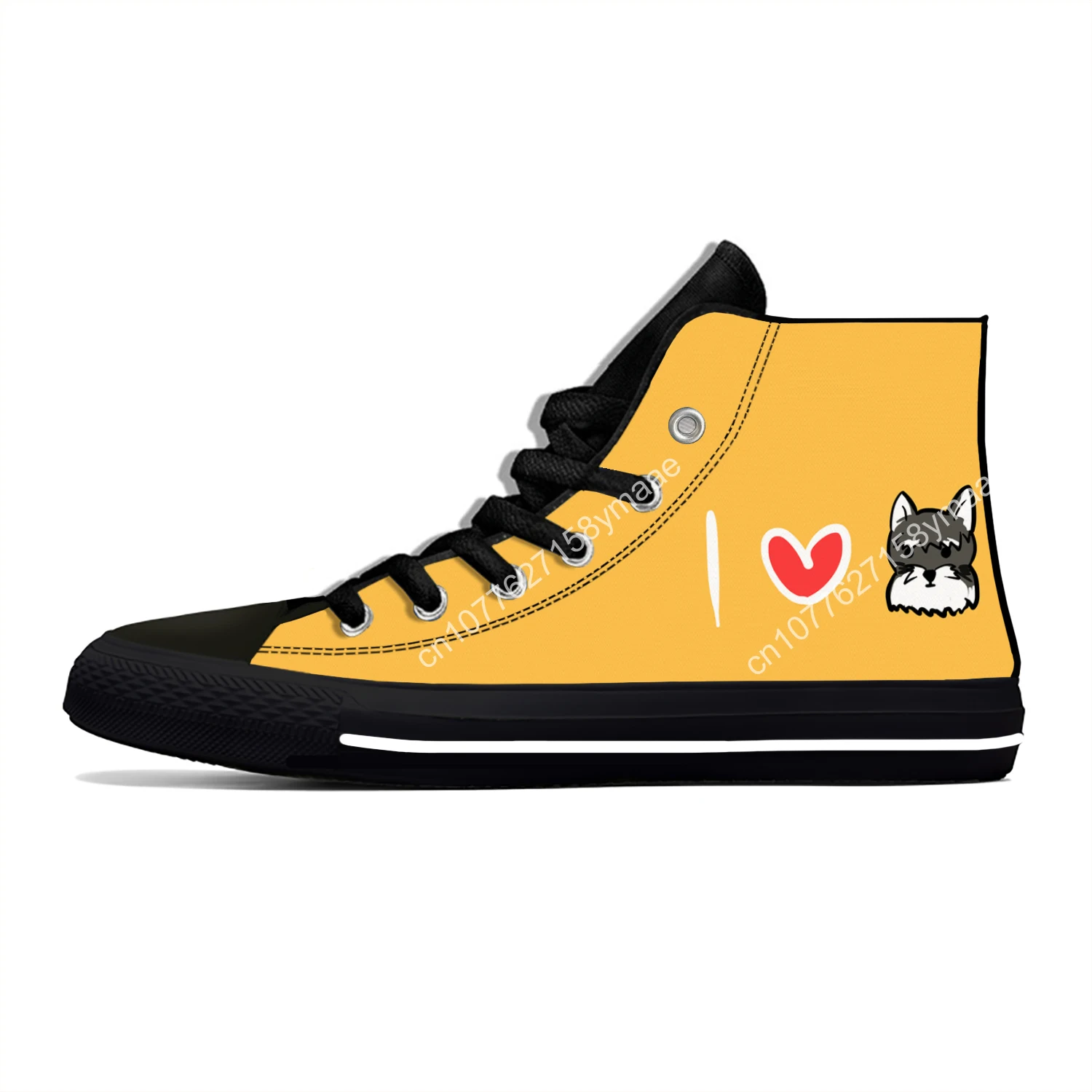 Schnauzer Animal Dog Cut Kawaii Harajuku Fashion Lightweight High Top Canvas Shoes Men Women Casual Sneakers Classic Board Shoes