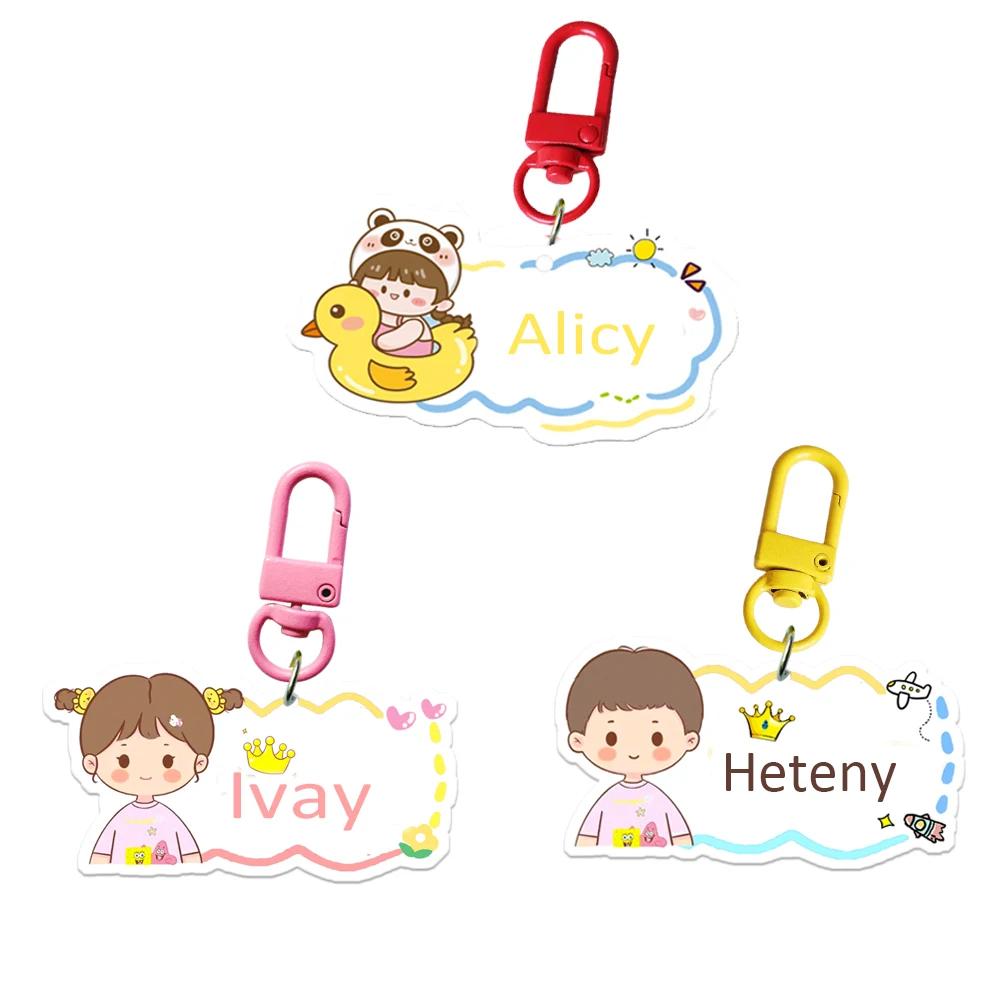 Customized Name Tag DIY For Kids Hanging On SchoolBag Clothes Cup KeyChain Primary Acrylic Anti-loss Personalised Tag Pendant