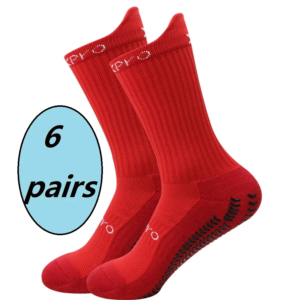 6 Pairs Anti-Slip Grip Socks, Powerful Grip Football Socks, Breathable Men Sports Socks, One Size Fits All