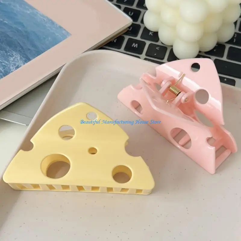 E56A Triangular Cheese Hair Claw Breathable Hollow Clip Plastic Styling Tool For All Ages
