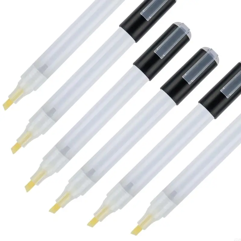 J78B 6Pcs Blank Refillable Paint Pens Clear Pen Tube for Watercolor Oil Painting Paper Drawing Scrapbooking