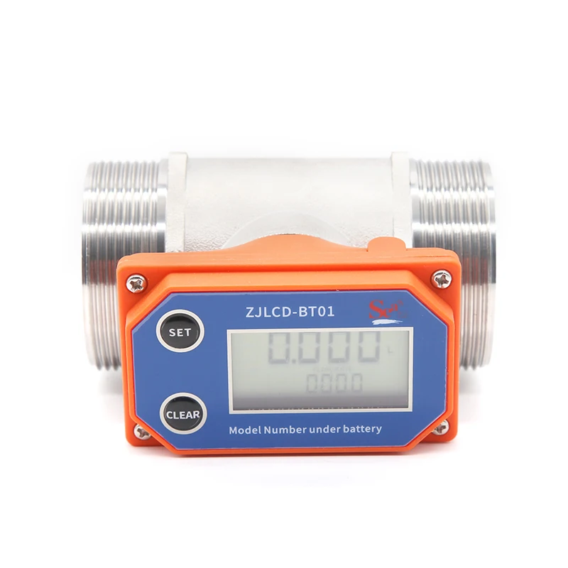 SUS 1.25'' Stainless Steel Flow Sensor With Display Monitor 24V Supply Water Pulse Counter Turbine Meter DN32=43.2 Pulse/LPM