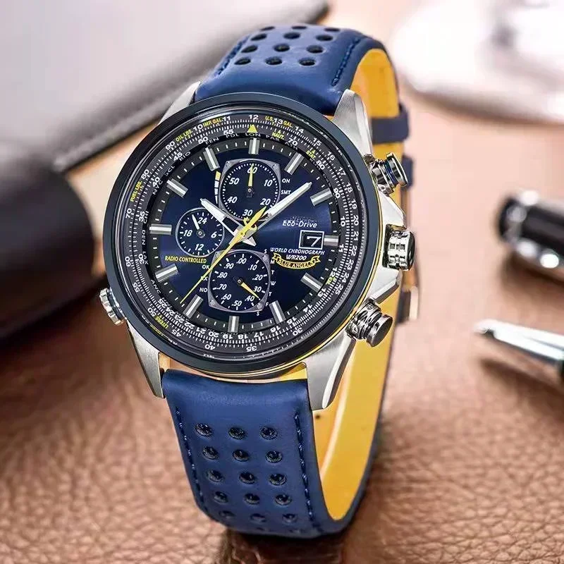 

Blue Angel Generation Wtches Men's Luxury Quartz Wristwatches Radio Night Glow Energy Multi Functional Business Watch