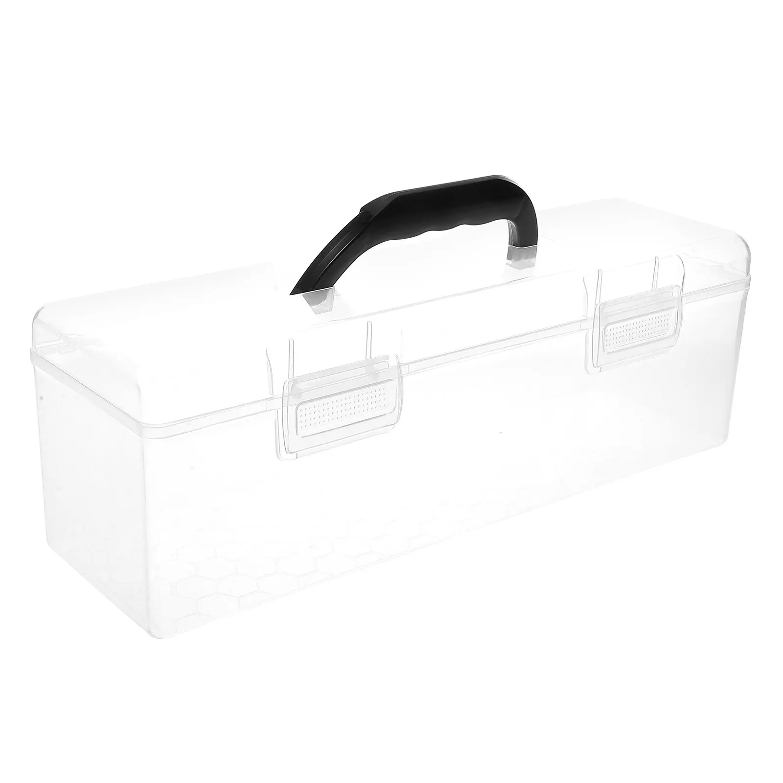 

Transparent Rectangular Brush Organizer Box with Handle for Painting Supplies Large Capacity Art Tool Box Clear Plastic Paint