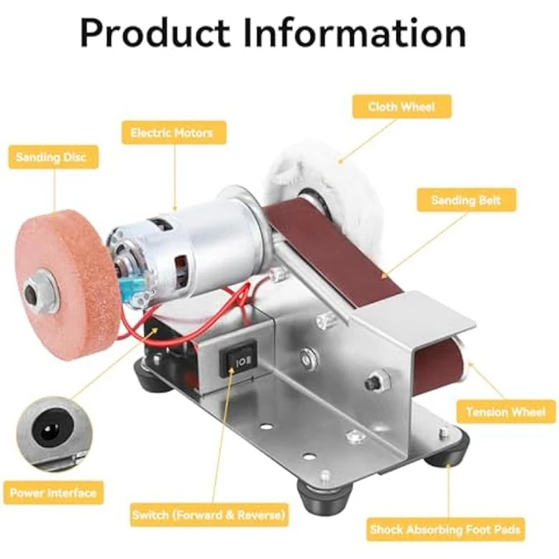 BHBD-Mini Belt Sander-Power Belt Sanders، آلة صنفرة الحزام الصغيرة، 7 تروس قابلة للتعديل سرعة حزام كهربائي