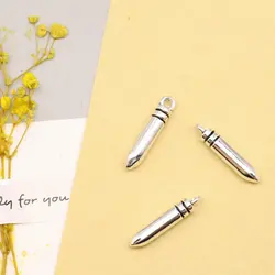 10pcs 4X23mm Bullet Head Charms Men Pendant Children Craft Trendy Jewelry Antique Silver Color