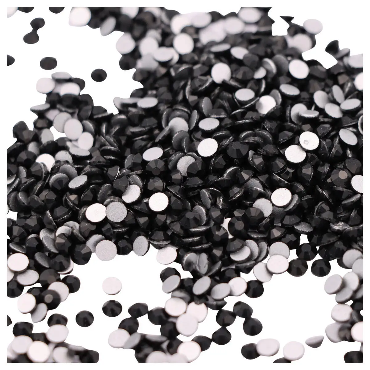 

Jet Black Rhinestone for Nail Art Flat Back Non Hotfix Glue on Stones