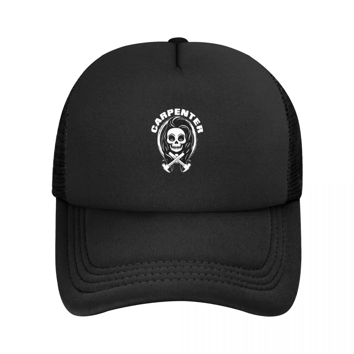 

Female Carpenter Skull and Hammers Crossed Tools White Logo Baseball Cap |-F-| dad hat Girl Men's