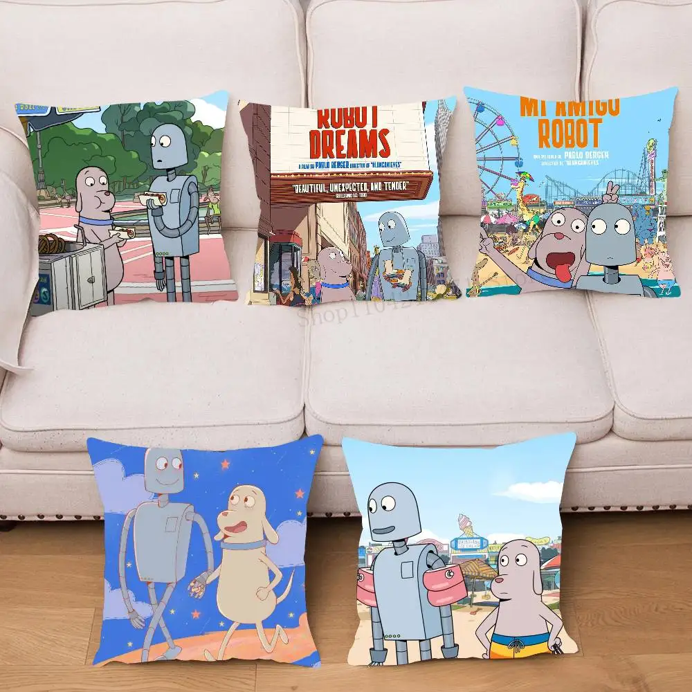 R-Robot Dreams Cartoon Movie Pillow Case Fashion Square Pillowcase Bedroom Sofa Room Ins Decoration Leisure