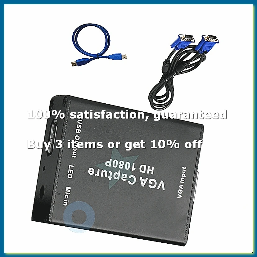VGA to USB Adapter Converter with Audio Video Capture Card Surveillance Video Capture Card 1080P Drive-Free