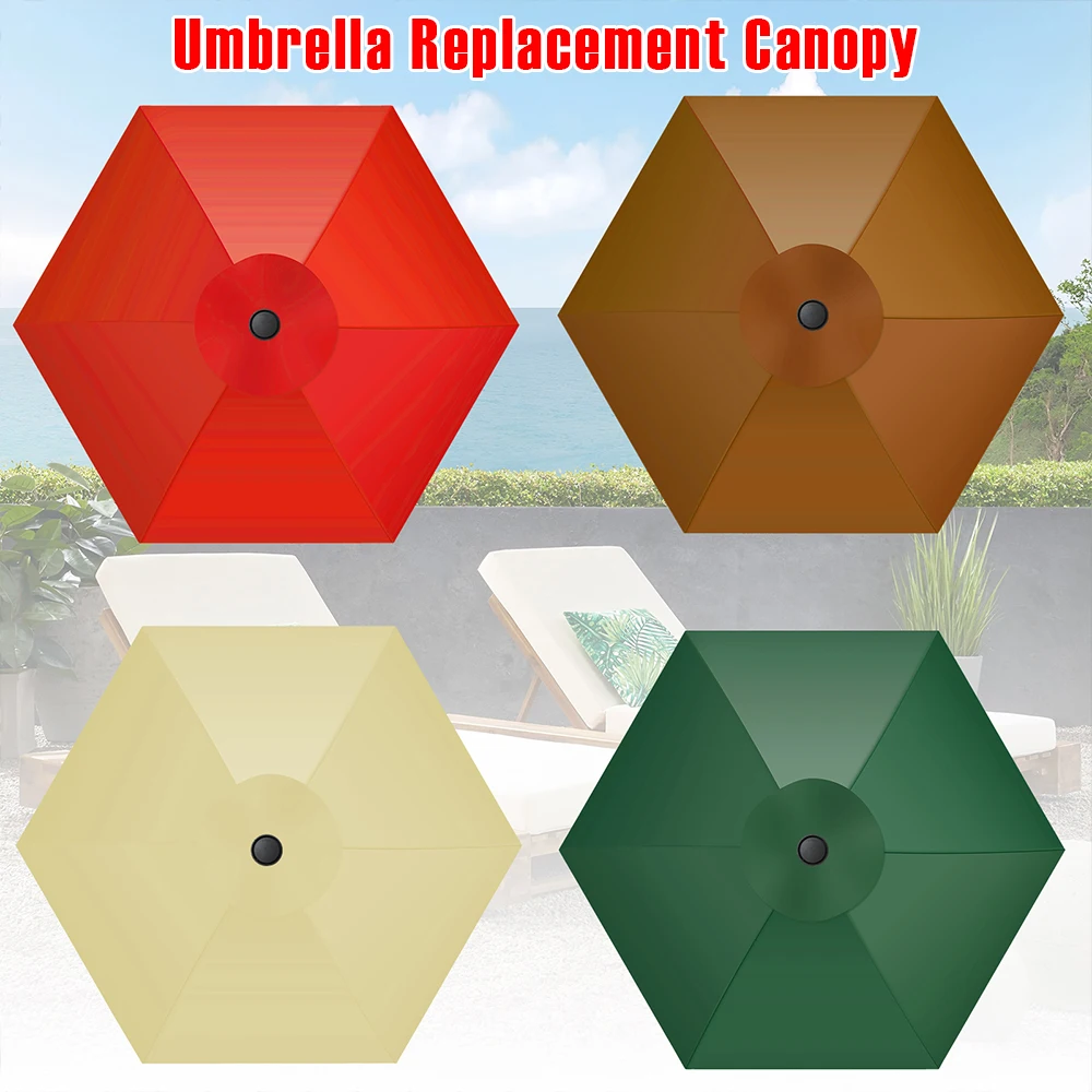 

Сменный навес для зонта, водонепроницаемый зонтик 6,4 фута, сменная ткань для уличного патио, солнцезащитный козырек, аксессуары для зонта с 6 ребрами