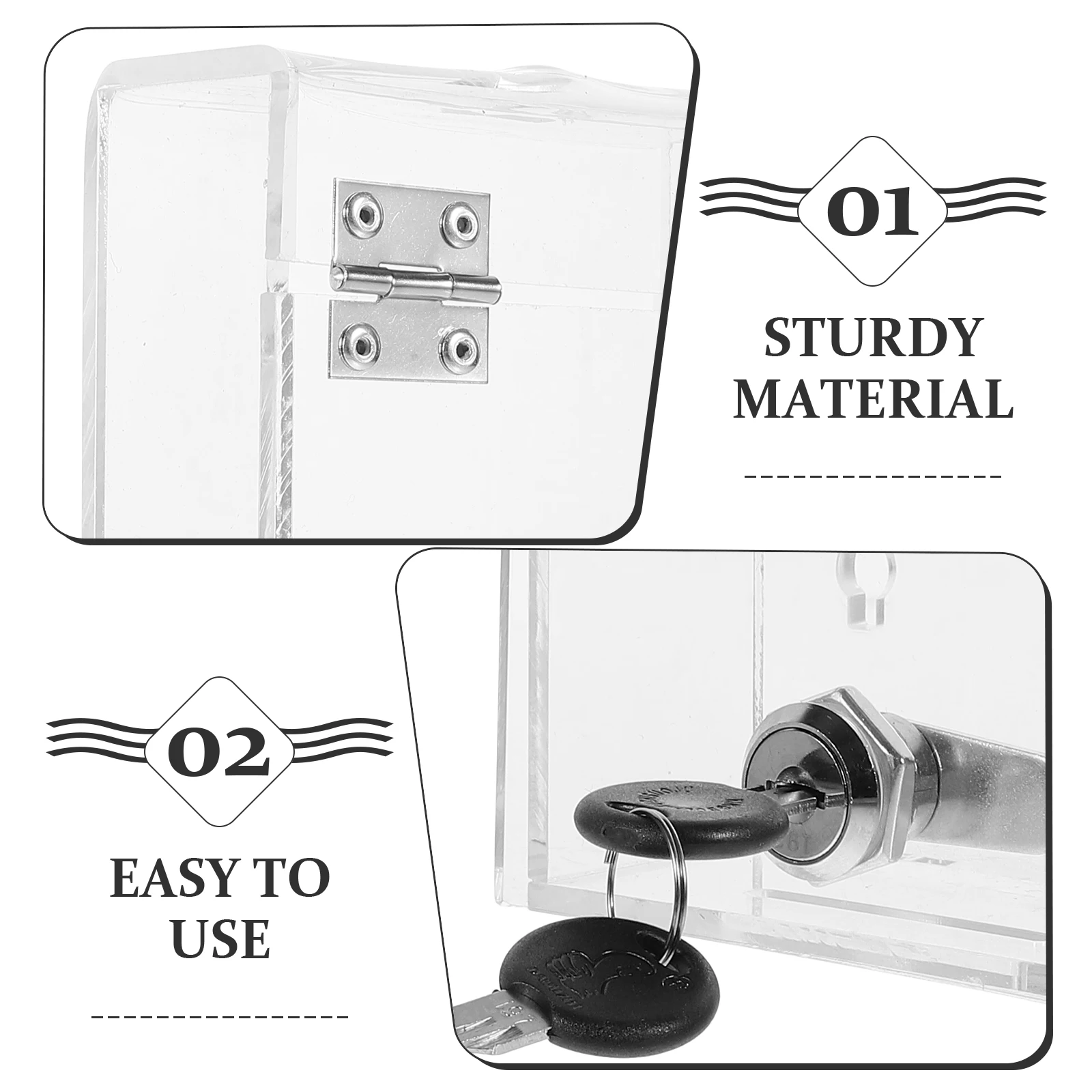 

Storage Box Acrylic Locking Case Classroom Office Use Strong Lightweight Kids Adults Emergency Call Hole Focus Helper