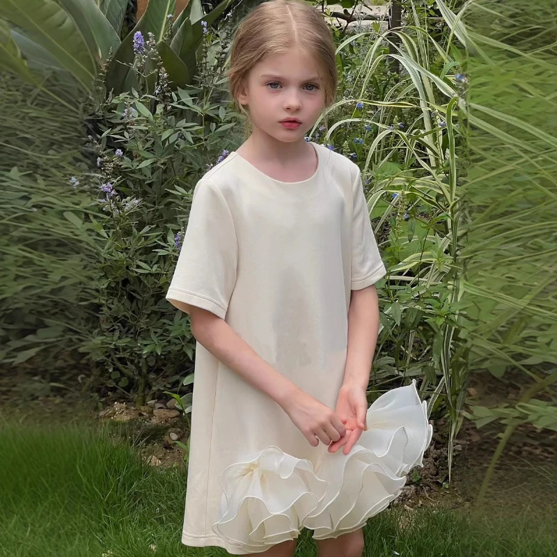 

2026 Girls Short Sleeve T Shirt Dress Clothes New Fashion Baby Girl Sweet Children Casual Summer Outfit Toddler Play Costume