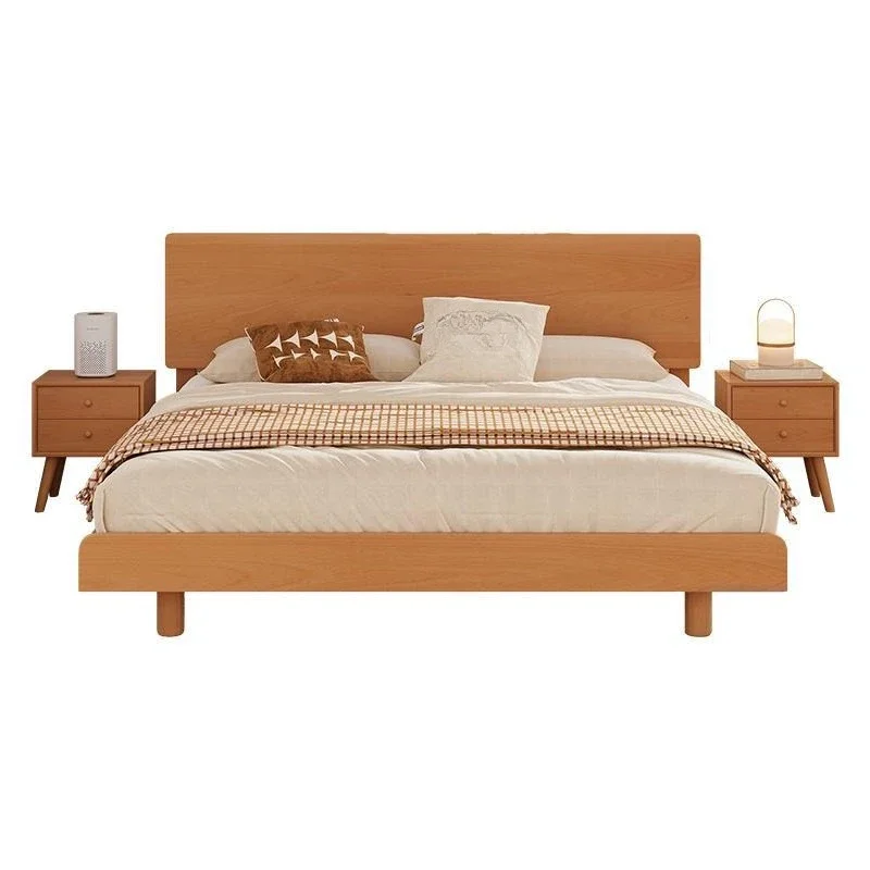 

Beech, double master bedroom Japanese log style, Nordic suspension bed