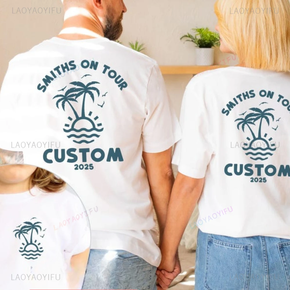 

Amily Vacation 2025 Graphic T Shirts Cruise Beach Honeymoon Matching Shirts Custom Family Couple Group Trip Personalized Design