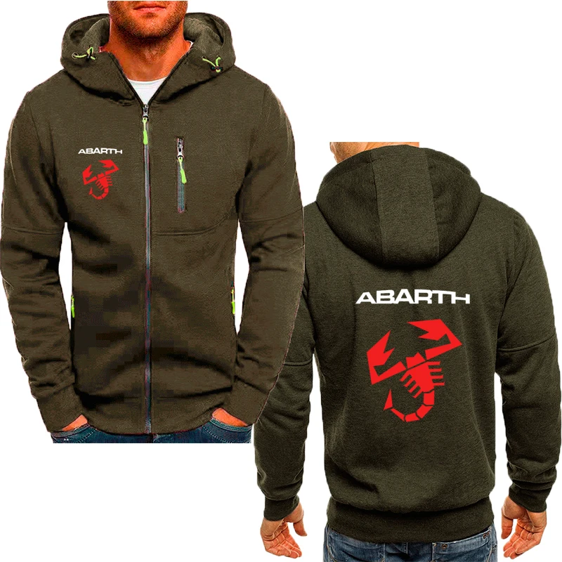 Mannen Rits Jasje Sweatshirt Abarth Logo Print Lente Herfst Nieuwe Punk Casual Losse Straat Oversized Mannen Hoodie top