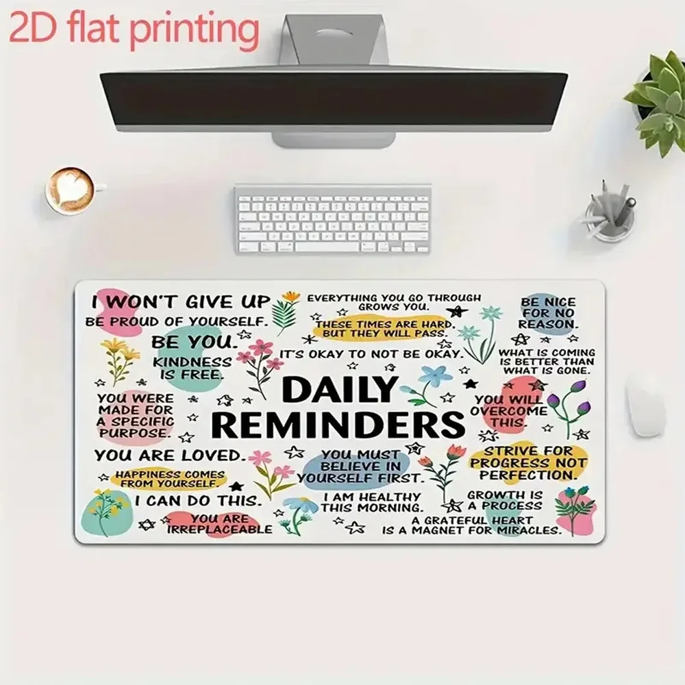 CIFBUY Mouse Pad Large Gaming Mat Non Slip Rubber Daily Reminders Motivational Quote Floral Desk Protector Laptop Office Compute