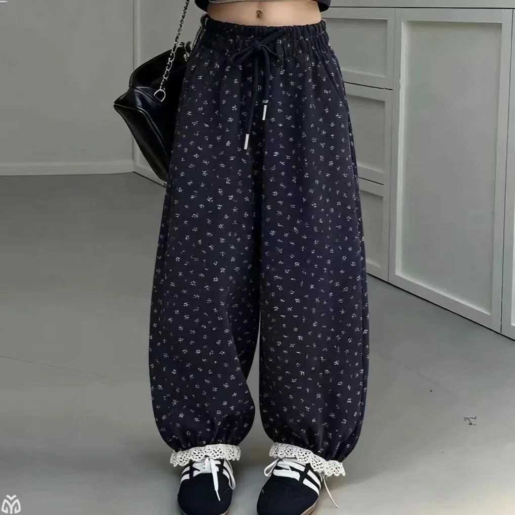 Girls' Fleece Pants Autumn and Winter 2025 New Children's Winter Floral Integrated Fleece Trousers Girls' Bud Trousers