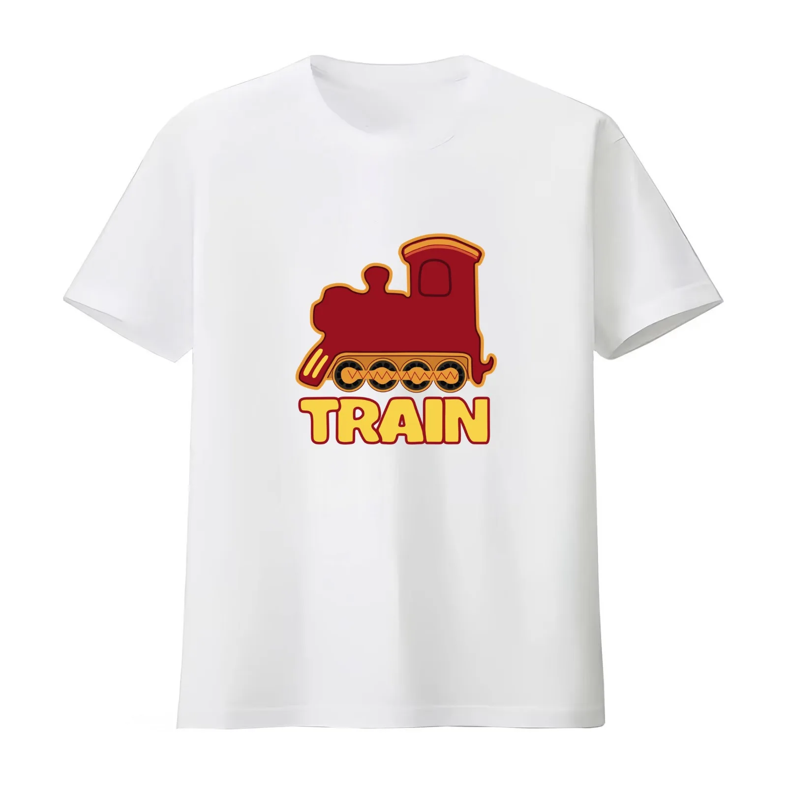Train T-Shirt Summer Casual Cotton Tee Oversized Streetwear Tops Vintage Graphic Print Loose Fit Short Sleeve 100% Cotton