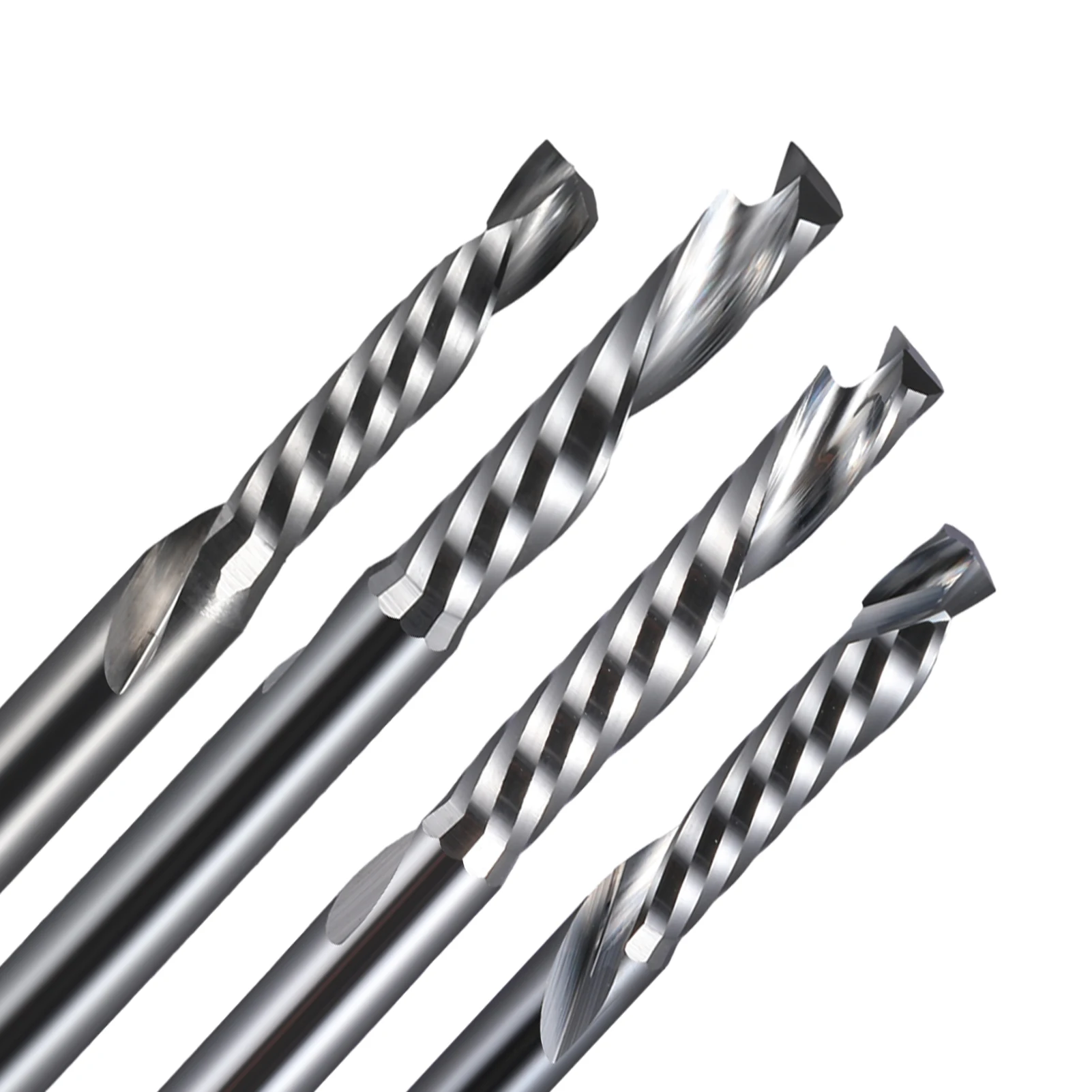 1 Uds 3.175/4/5/6mm AAA corte arriba y abajo 1 flauta cortadores de herramienta de molino de carburo en espiral para enrutador CNC, brocas de corte de molino de extremo de madera