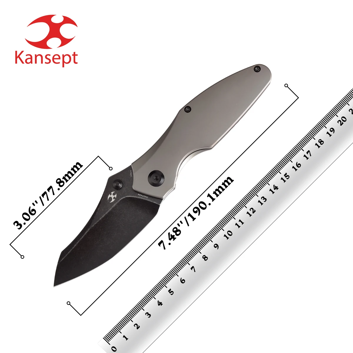 

Kansept Baba Yaga K1074A6 3.06'' Blackwash CPM 20CV+Bronze Anodized Titanium Pocket Folding Knife Outdoor Adventure Knife EDC