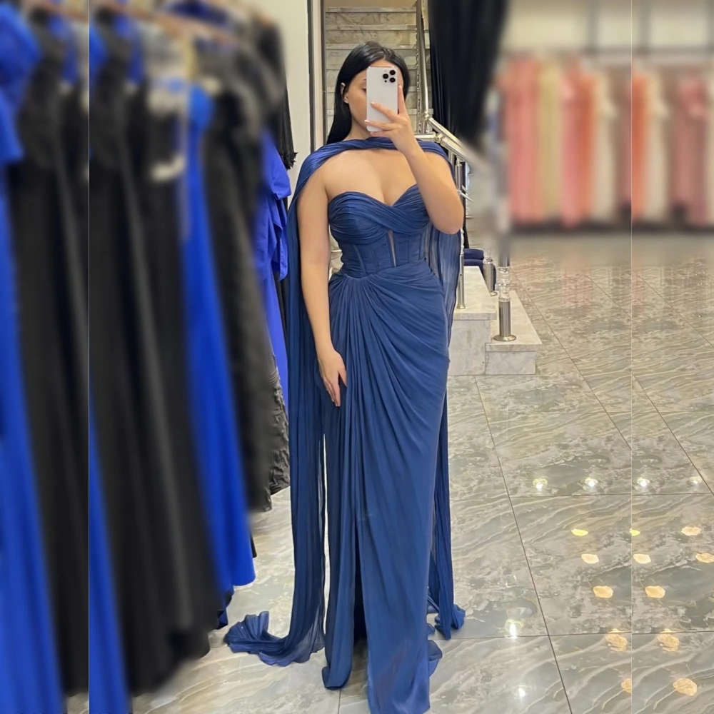 Customized Charming Evening Dress Pleat Sweetheart Neck Mermaid Long Dresses Bespoke Occasion High Quality Elegant Party Sexy