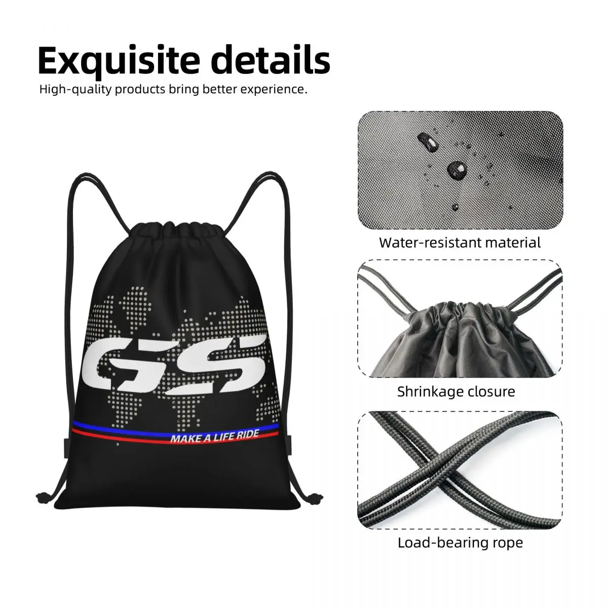 GS Map Motorcycle Adventure Drawstring Bag Women Men Portable Sports Gym Sackpack Endurance Training Backpacks