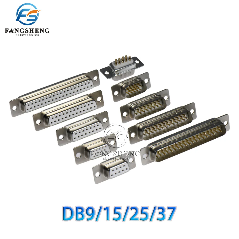 2/5 Pcs DB9/15/25/37 Connector Serial VGA Male Female Solder Type Plug D-SUB 9 15 25 37 Pin Plug Socket RS232 Connector