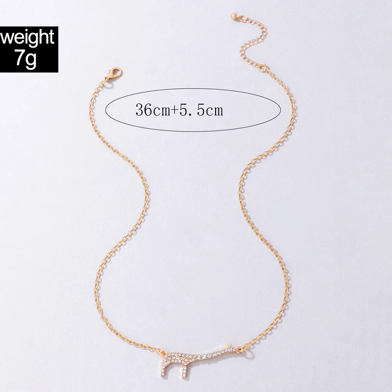 Tocona Exquisite Giraffe Pendant Clavicle Neckalce Charms Gold Color Alloy Metal Chain Choker for Women Jewelry  Collar 22804