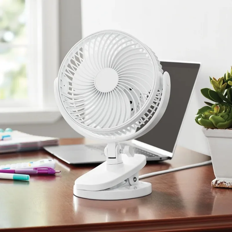 

NEW (2 pack) 6-inch New Desktop or Clip-on AC Electric Personal Indoor Fan with 2 Speeds, White